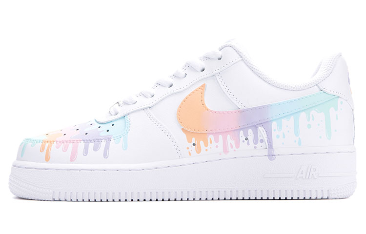 [Custom Shoes] (Women) Nike Air Force 1 Low 'Melted Rainbow White-Pink-Blue'