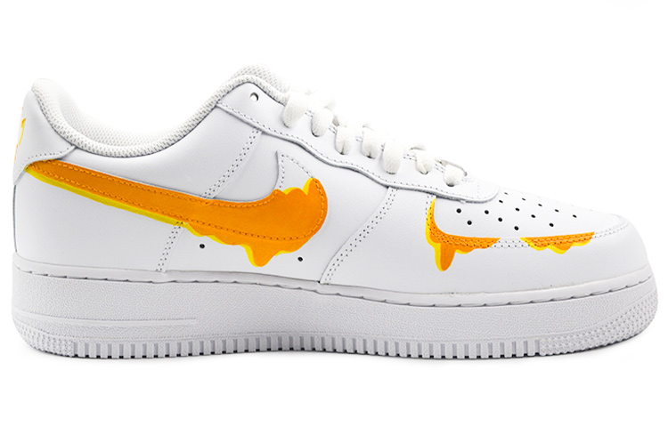 Order (W) [Sepatu Kustom] Nike Air Force 1 Low 'Melted Graffiti Putih Oranye' DD8959-100(Team9-女款融化涂鸦)