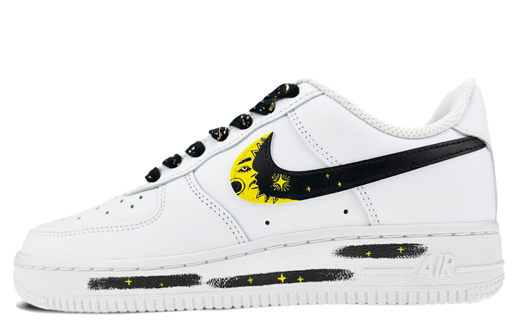 [Custom Shoes] (W) Nike Air Force 1 Low 'Minimalist Greek Moon - Black Yellow'