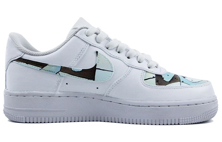 Order (W) [Sepatu Custom] Nike Air Force 1 Low 'Lukisan Grafiti Putih Biru' DD8959-100(Team39-AMY18蓝白)