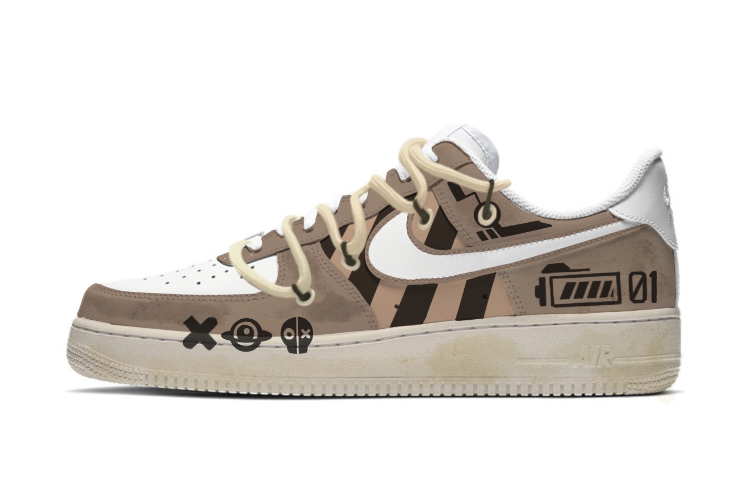 Buy (W) [定制鞋款] 耐克空军一号低帮 '猎户臂棕白' DD8959-100(TeamM-女款猎户座悬臂S-BOX)