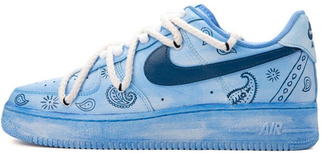 【定制球鞋】 Nike Air Force 1 Low 空軍一號 腰果花 浸染刮刮樂 做舊 潮流解構鞋帶 低幫 板鞋 女款 藍黑 Buy 【定制球鞋】 Nike Air Force 1 Low 空軍一號 腰果花 浸染刮刮樂 做舊 潮流解構鞋帶 低幫 板鞋 女款 藍黑