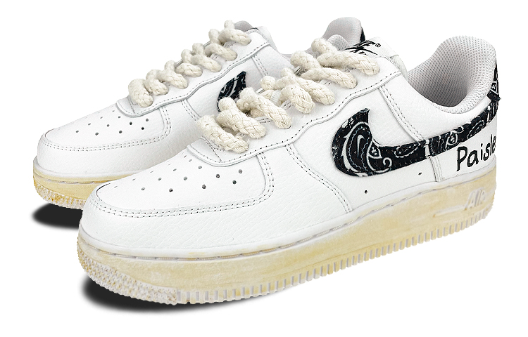 Lookbook (W) 나이키 에어포스 1 로우 '페이즐리 디스트레스드 화이트 블랙' DH4406-101(Team叁-女款腰果花起源)