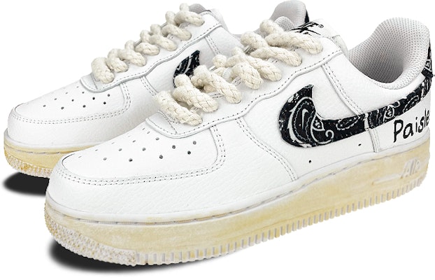(W) 나이키 에어포스 1 로우 '페이즐리 디스트레스드 화이트 블랙' DH4406-101(Team叁-女款腰果花起源) Lookbook (W) 나이키 에어포스 1 로우 '페이즐리 디스트레스드 화이트 블랙' DH4406-101(Team叁-女款腰果花起源)