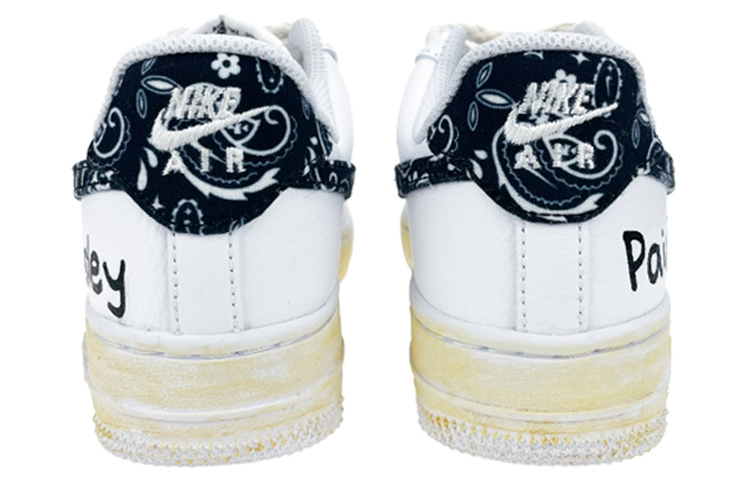 Purchase (W) 나이키 에어포스 1 로우 '페이즐리 디스트레스드 화이트 블랙' DH4406-101(Team叁-女款腰果花起源)