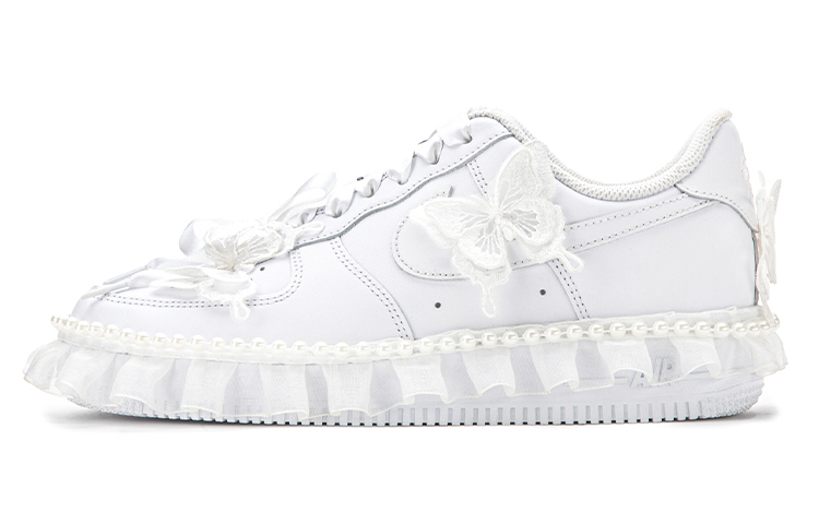 [Custom Shoes] (W) Nike Air Force 1 Low 'Pearl Lace Butterfly White Dress'