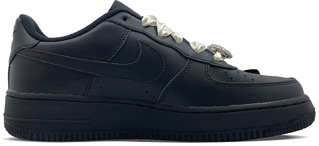 【定制球鞋】 Nike Air Force 1 Low 空軍一號 改拉鍊 珍珠寶石純欲風 縫紉 低幫 板鞋 女款 黑色 Order 【定制球鞋】 Nike Air Force 1 Low 空軍一號 改拉鍊 珍珠寶石純欲風 縫紉 低幫 板鞋 女款 黑色