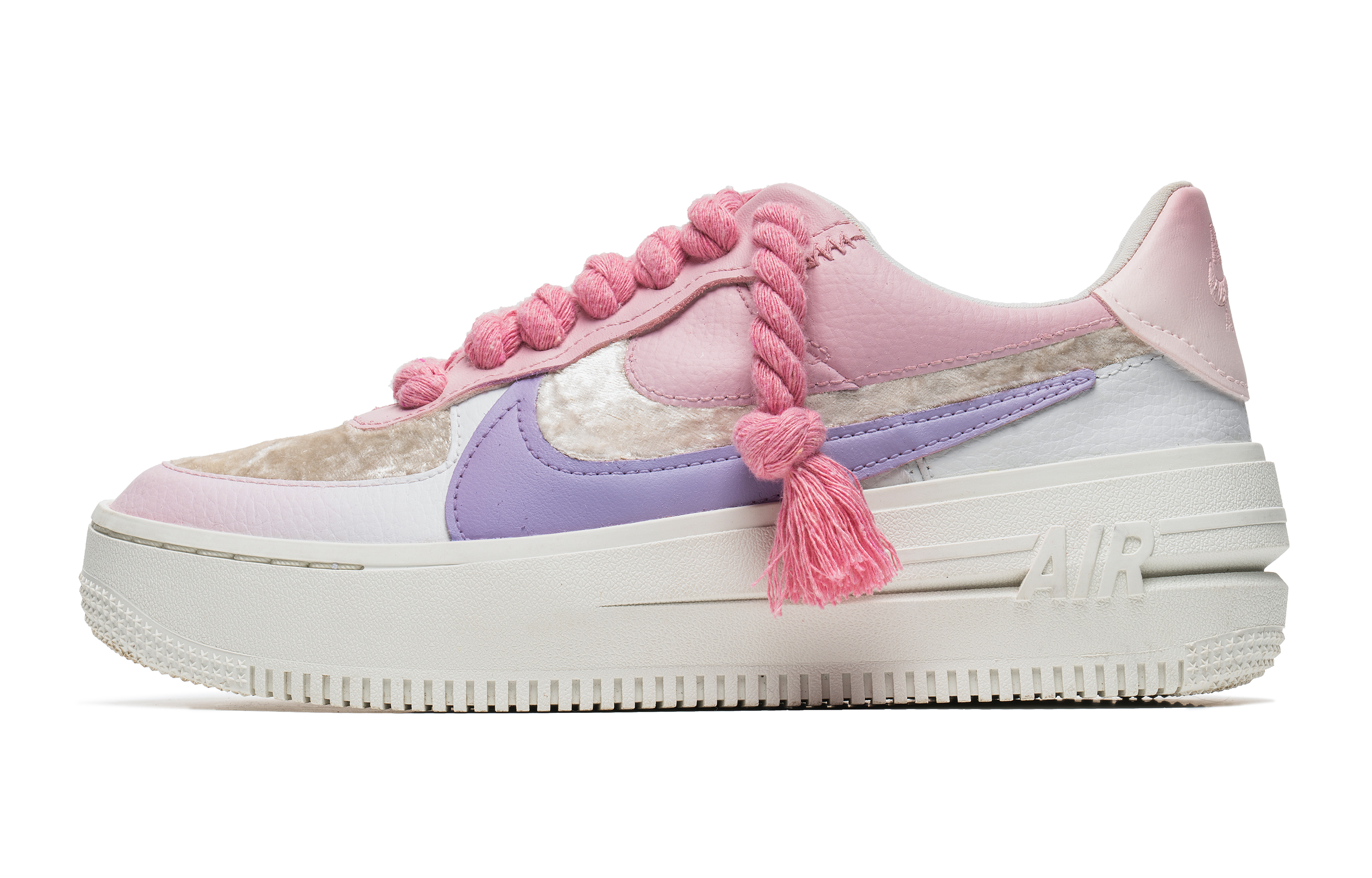 Buy 【客製球鞋】Nike Air Force 1 Low 絲絨少女 簡約百搭 特殊鞋帶 防滑耐磨 低筒 休閒板鞋 女款 粉紫