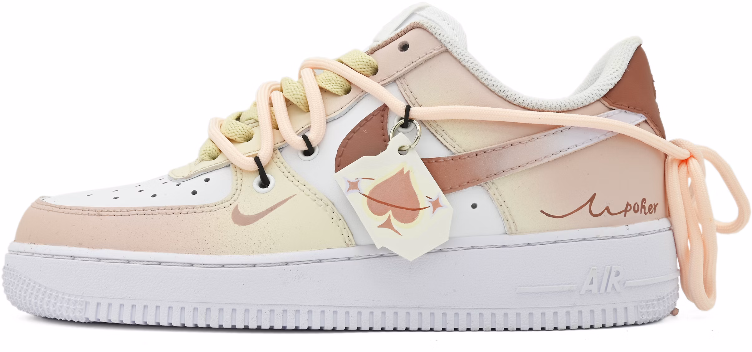 custom-shoes-women-nike-air-force-1-low-pink-yellow-heart-poker