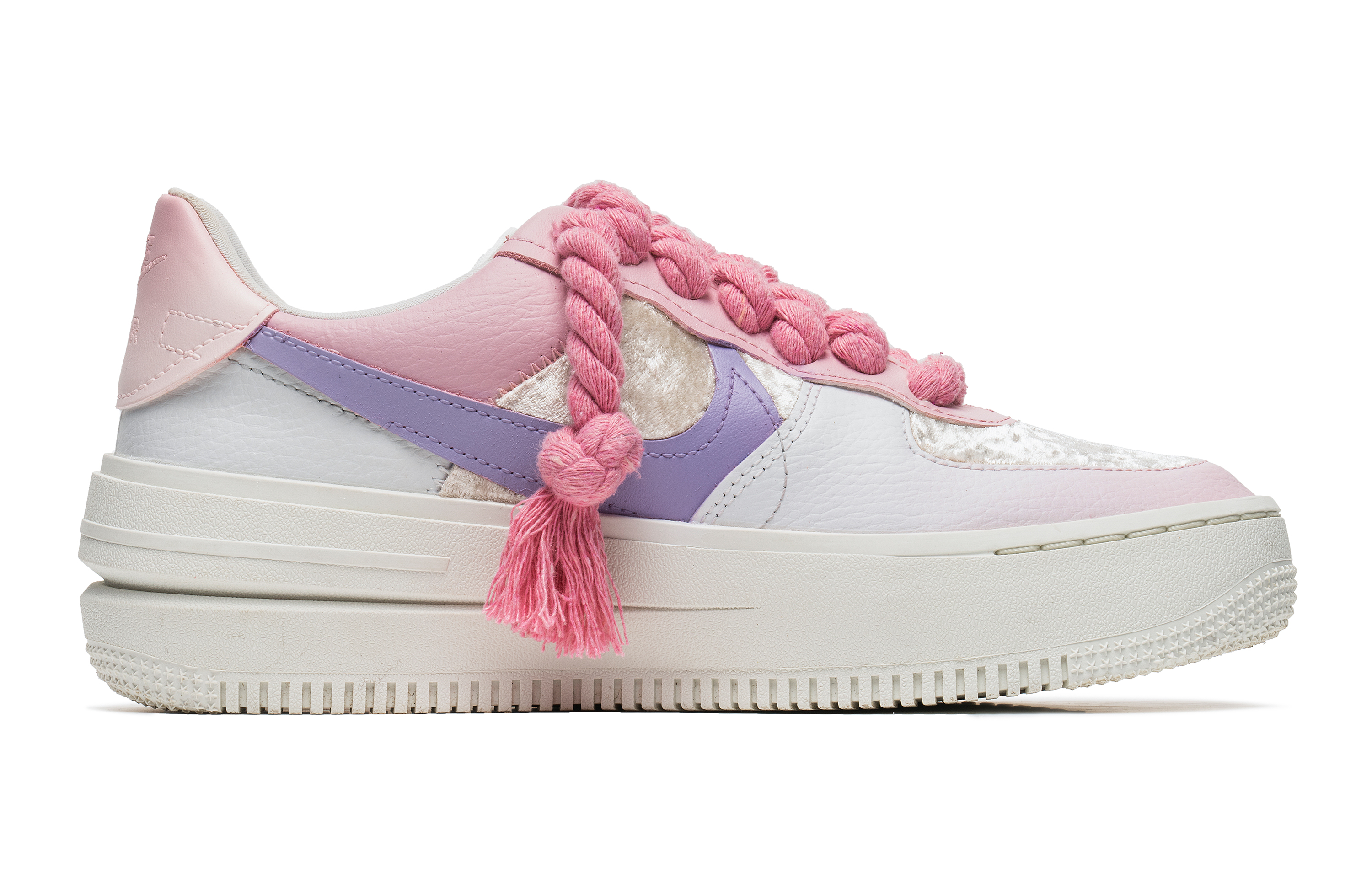 Order 【客製球鞋】Nike Air Force 1 Low 絲絨少女 簡約百搭 特殊鞋帶 防滑耐磨 低筒 休閒板鞋 女款 粉紫
