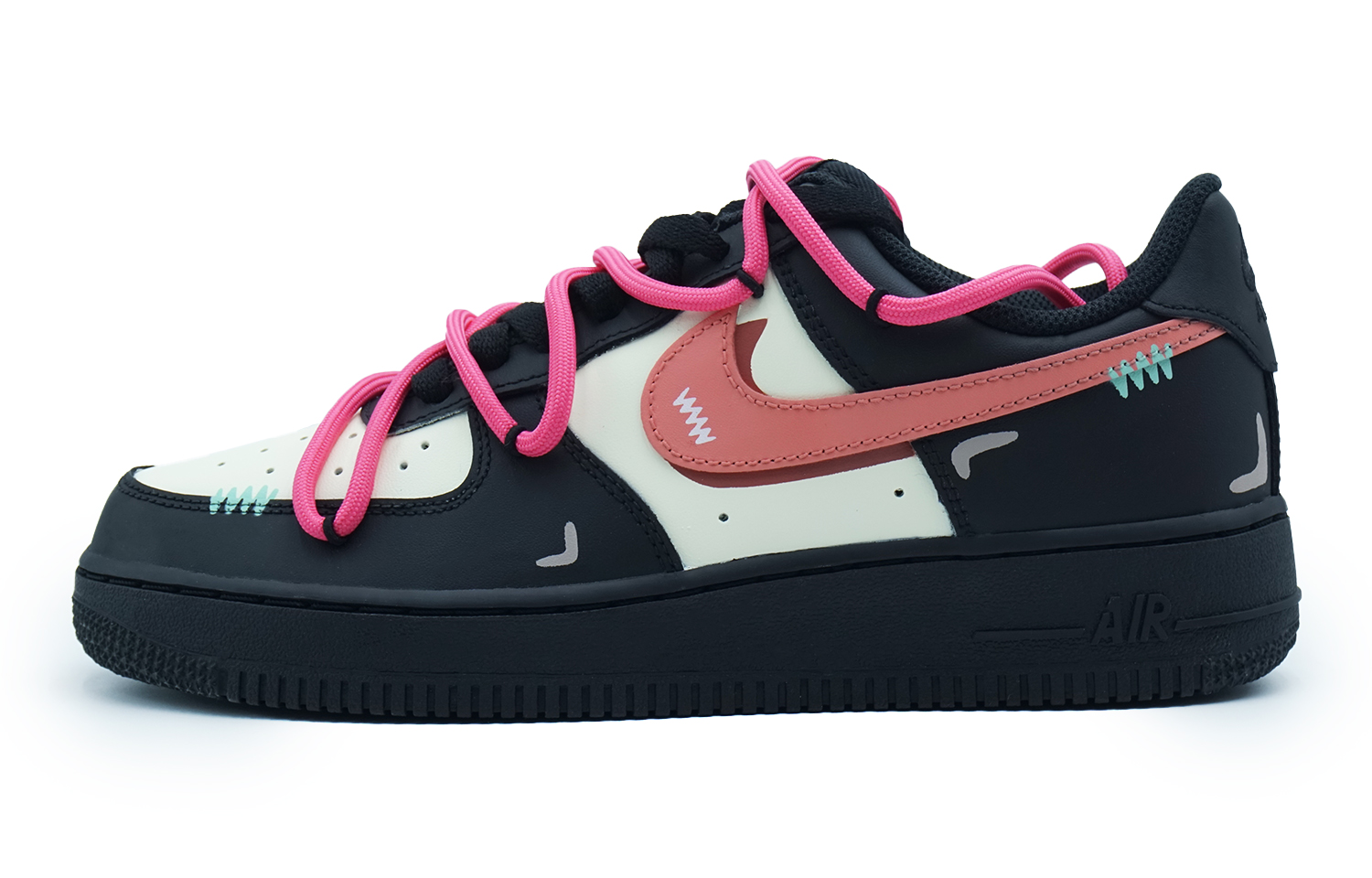 Order (W) [定制鞋款] 耐克空军一号低帮‘粉黑武士黑豹’ DD8959-001(Team108-女款粉黑武士)