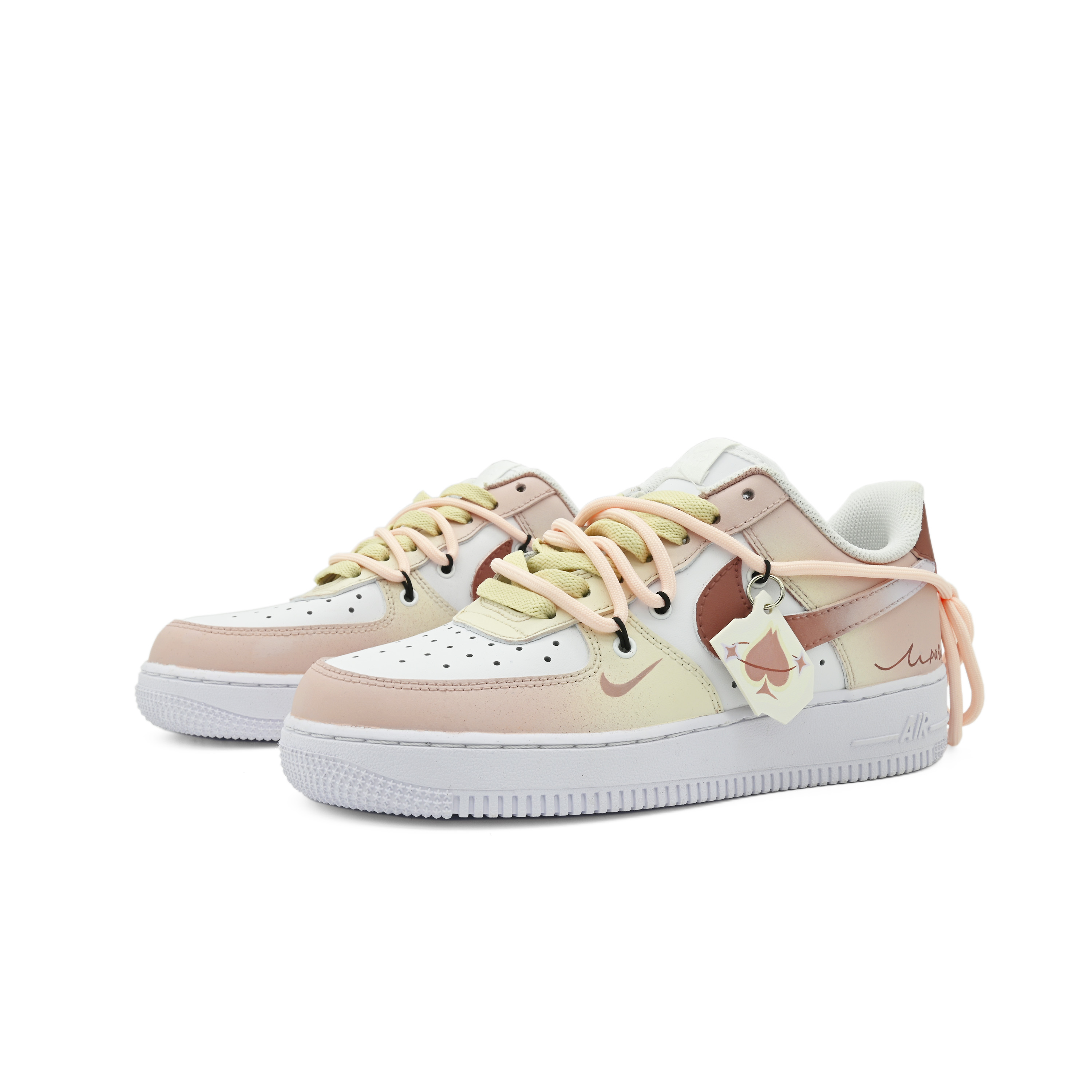 Lookbook (W) [Kasut Custom] Nike Air Force 1 Low 'Pink Yellow Heart Poker' DD8959-100(Team63-心动扑克SBOX)