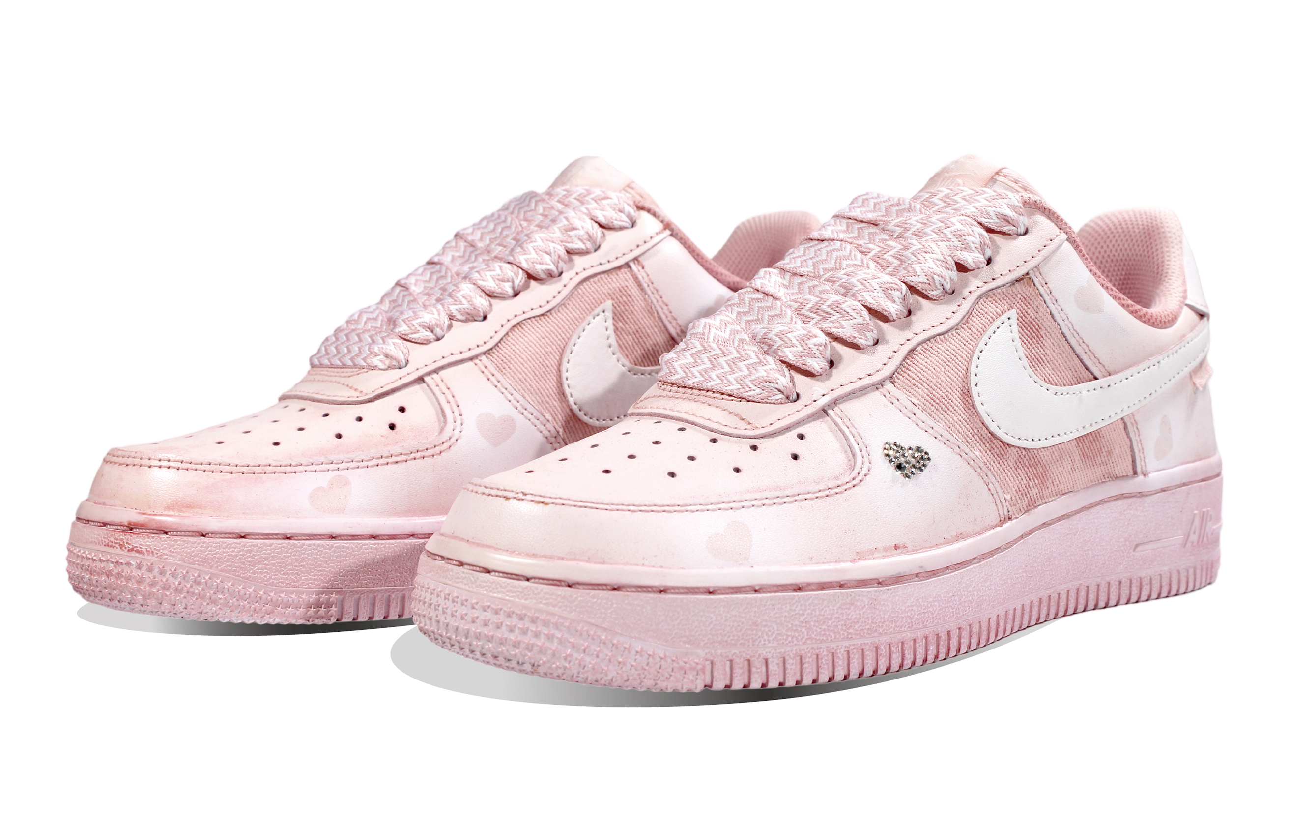 Lookbook (W) 나이키 에어포스 1 로우 '핑크 딥다이' (커스텀) DD8959-100(Team30-粉红浸染空军)