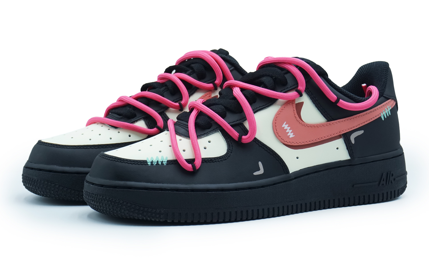 Shop (W) [定制鞋款] 耐克空军一号低帮‘粉黑武士黑豹’ DD8959-001(Team108-女款粉黑武士)