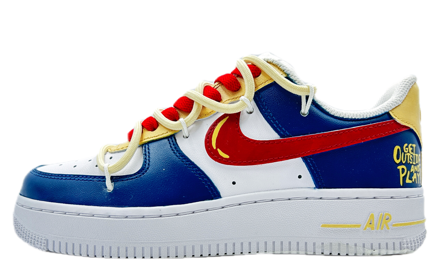 Buy (W) 나이키 에어포스 1 로우 '레드블루 해체' (58 characters) DD8959-100(TEAM64-女款美式)