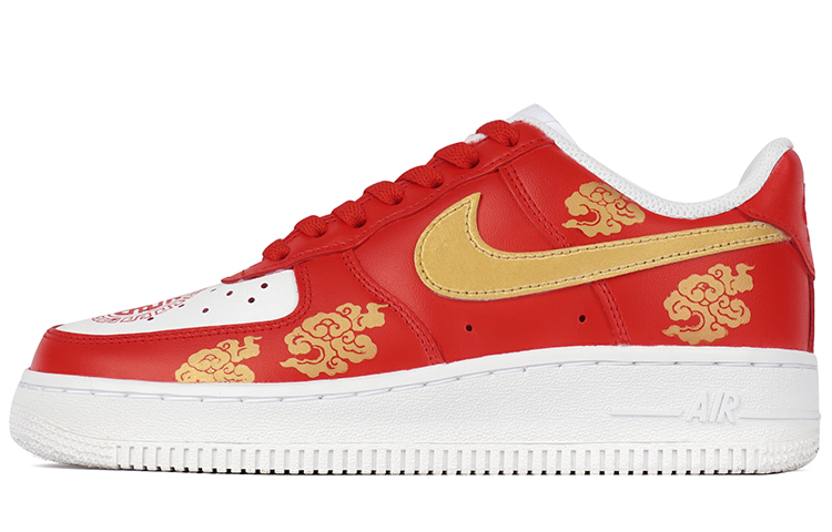 Buy (W) [Sepatu Custom] Nike Air Force 1 Low 'Merah Emas - Awan Keberuntungan' DD8959-100(Team拾柒-女款低帮祥云婚鞋红金)