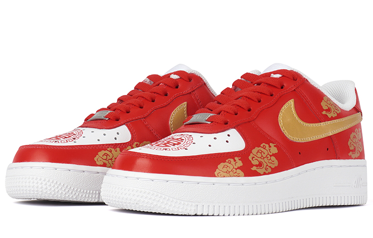 Lookbook (W) [Sepatu Custom] Nike Air Force 1 Low 'Merah Emas - Awan Keberuntungan' DD8959-100(Team拾柒-女款低帮祥云婚鞋红金)