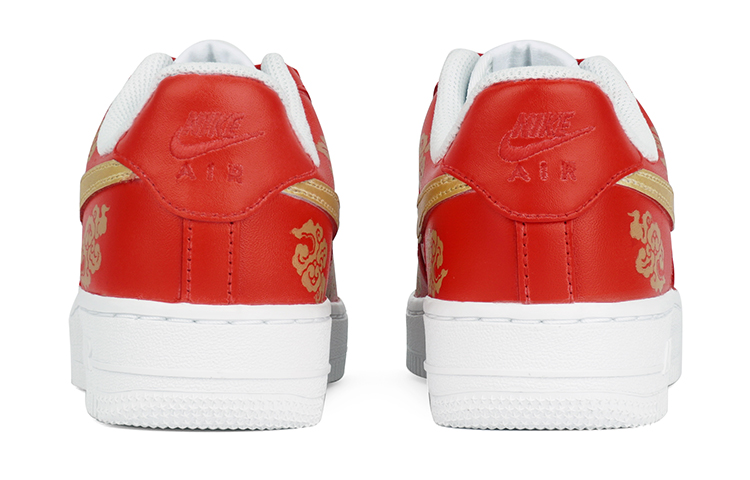 Shop (W) [Sepatu Custom] Nike Air Force 1 Low 'Merah Emas - Awan Keberuntungan' DD8959-100(Team拾柒-女款低帮祥云婚鞋红金)