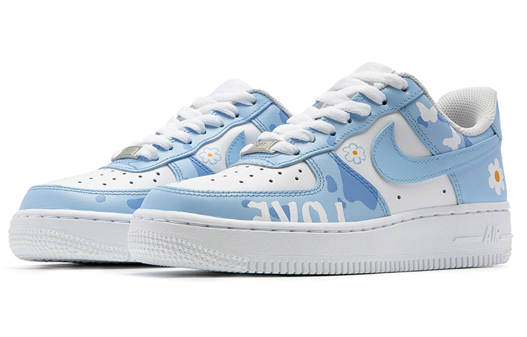 Lookbook (W) [Sepatu Kustom] Nike Air Force 1 Low 'Retro Girl Camo Grafiti Kupu Bunga Biru UNC' DD8959-100(TeanB-女款复古女孩北卡蓝)