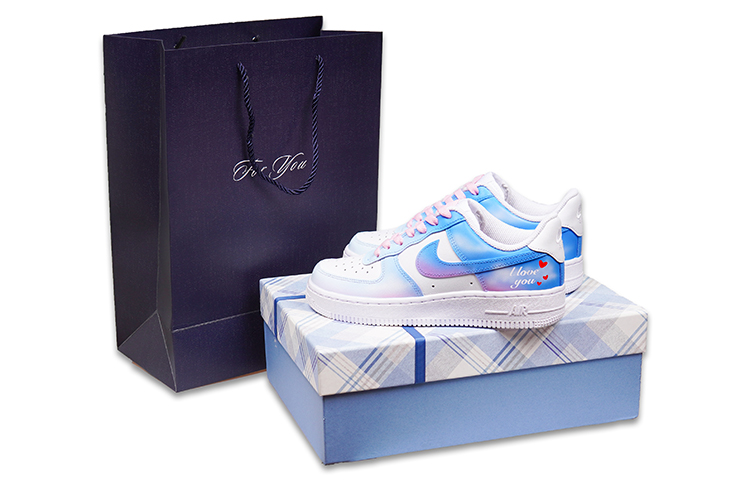 Buy (W) [Kasut Custom] Nike Air Force 1 Low 'Romantic Sky Gradient Biru ke Merah Jambu' DD8959-100(TeamP-款渐变蓝粉女款七夕喷绘)