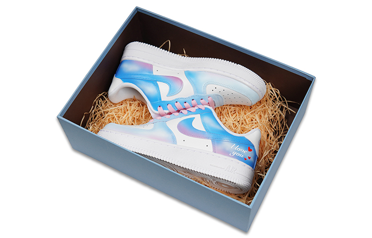 Order (W) [Kasut Custom] Nike Air Force 1 Low 'Romantic Sky Gradient Biru ke Merah Jambu' DD8959-100(TeamP-款渐变蓝粉女款七夕喷绘)