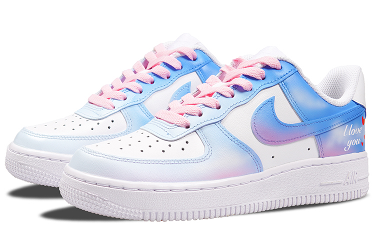 Details for (W) [Kasut Custom] Nike Air Force 1 Low 'Romantic Sky Gradient Biru ke Merah Jambu' DD8959-100(TeamP-款渐变蓝粉女款七夕喷绘)