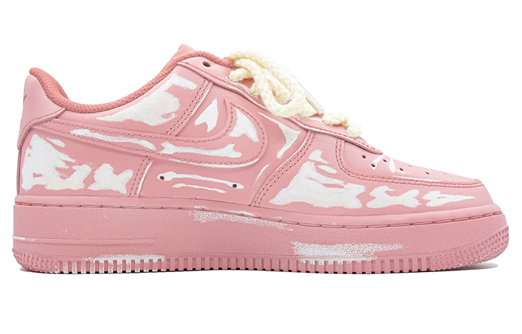 Order 【定制球鞋】Nike Air Force 1 Low 浸染做舊 刮刮樂 粉色藝術館 骨紋 鏈條 休閒 耐磨防滑 低幫 板鞋 女款 粉色