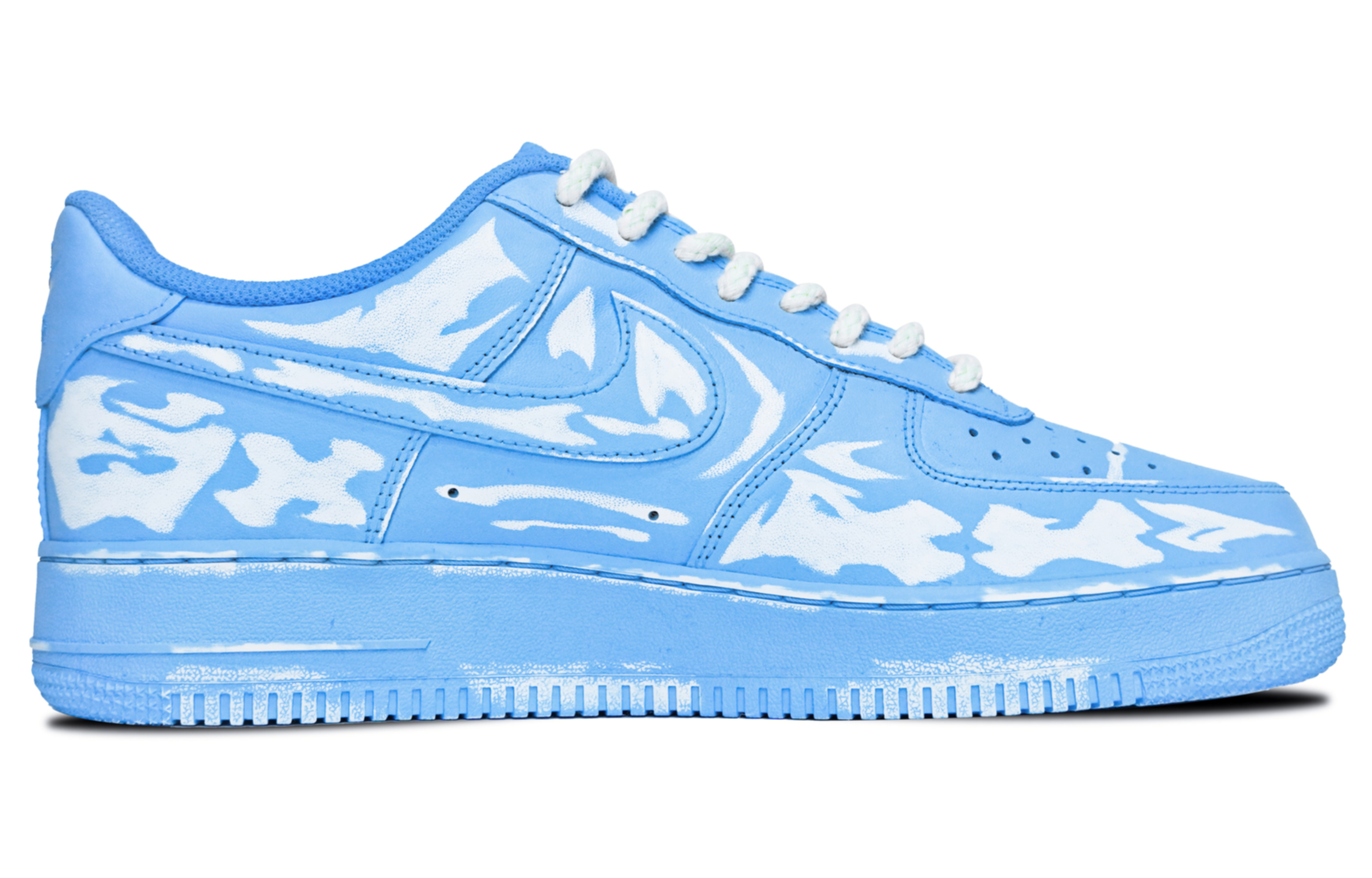 Order (W) [Sepatu Custom] Nike Air Force 1 Low 'Scratch Biru Gallery' DD8959-100(Team陆-女款浸染刮刮乐骨纹链条)