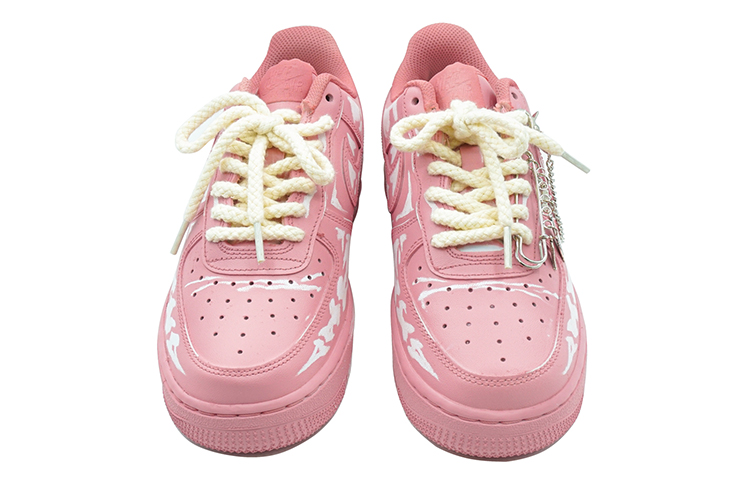 Shop 【定制球鞋】Nike Air Force 1 Low 浸染做舊 刮刮樂 粉色藝術館 骨紋 鏈條 休閒 耐磨防滑 低幫 板鞋 女款 粉色