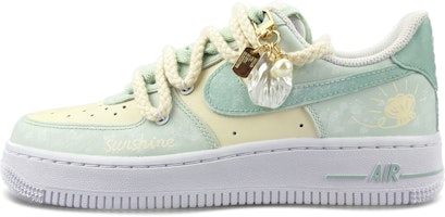 【定制球鞋】Nike Air Force 1 Low 海鹽奶貝 可愛掛件 少女清新 麻繩 解構 低幫 板鞋 女款 米藍 Buy 【定制球鞋】Nike Air Force 1 Low 海鹽奶貝 可愛掛件 少女清新 麻繩 解構 低幫 板鞋 女款 米藍