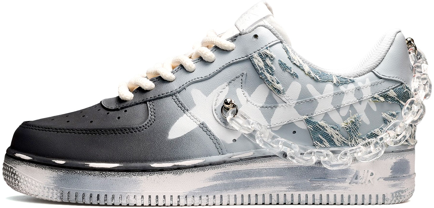 custom-shoes-women-nike-air-force-1-low-sea-salt-gradient-chain-black-white-blue