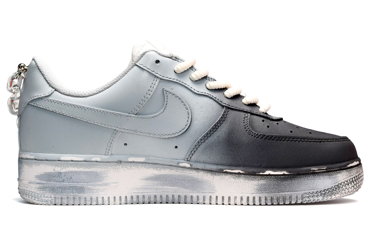 Order (W) [Sepatu Kustom] Nike Air Force 1 Low 'Sea Salt Gradient Rantai - Hitam Putih Biru' DD8959-100(TeamE-女款渐变黑白蓝)