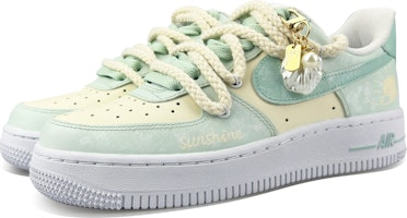 【定制球鞋】Nike Air Force 1 Low 海鹽奶貝 可愛掛件 少女清新 麻繩 解構 低幫 板鞋 女款 米藍 Lookbook 【定制球鞋】Nike Air Force 1 Low 海鹽奶貝 可愛掛件 少女清新 麻繩 解構 低幫 板鞋 女款 米藍