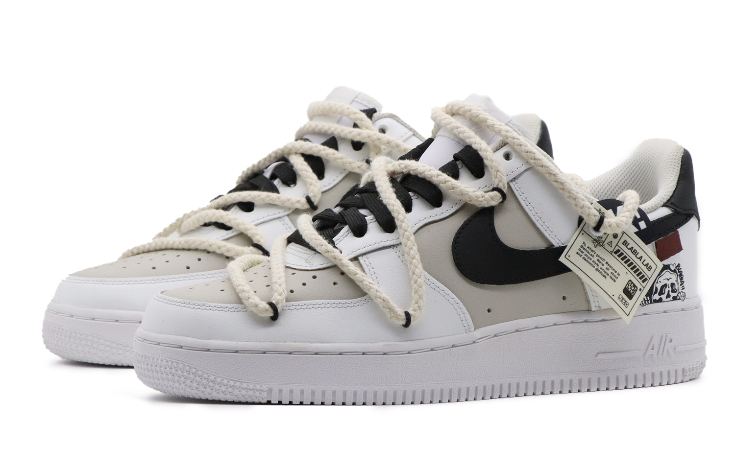 Shop (W) 나이키 에어포스 1 로우 '해골 검정' (커스텀) DD8959-100(Team57-女款骷髅颜)