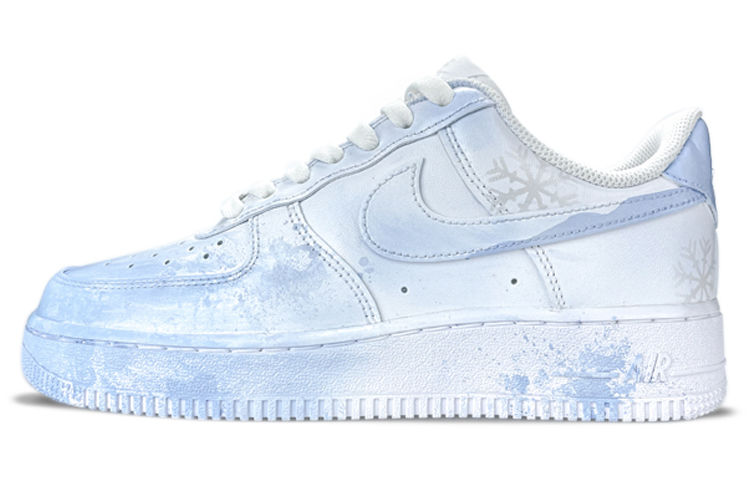 Buy (W) [Sepatu Kustom] Nike Air Force 1 Low 'Gradasi Salju - Biru Keren' 315115-112(TeamTwo-女款喷绘手绘冬日雪花)