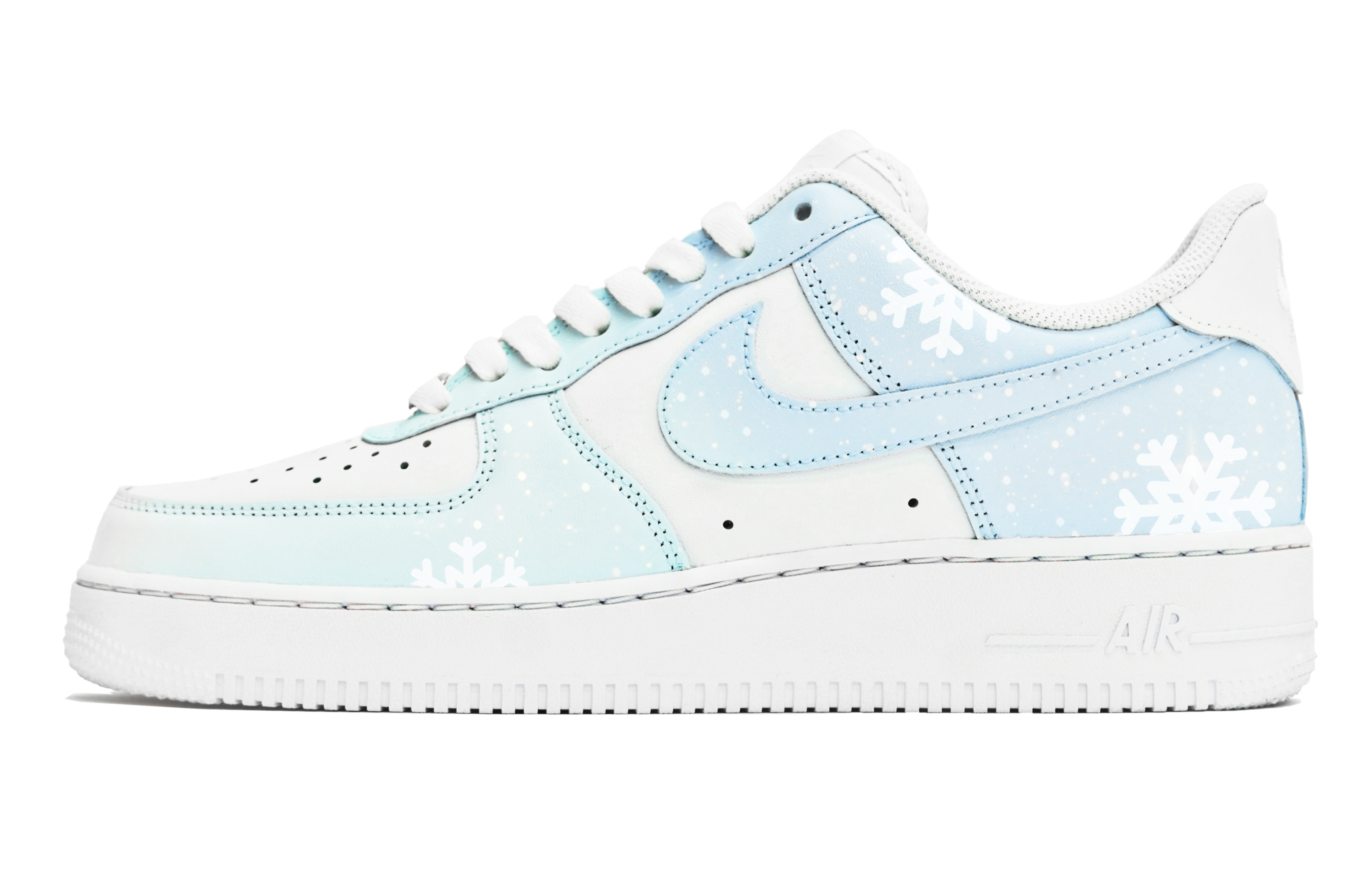 [Custom Shoes] (W) Nike Air Force 1 Low 'Snowflake Macaron Gradient Splatter Blue-White'