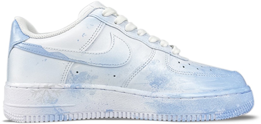 【定制球鞋】Nike Air Force 1 Low 1' 07 雪花漸變 藍色戀人 手繪噴繪 低幫 板鞋 女款 藍白 Order 【定制球鞋】Nike Air Force 1 Low 1' 07 雪花漸變 藍色戀人 手繪噴繪 低幫 板鞋 女款 藍白