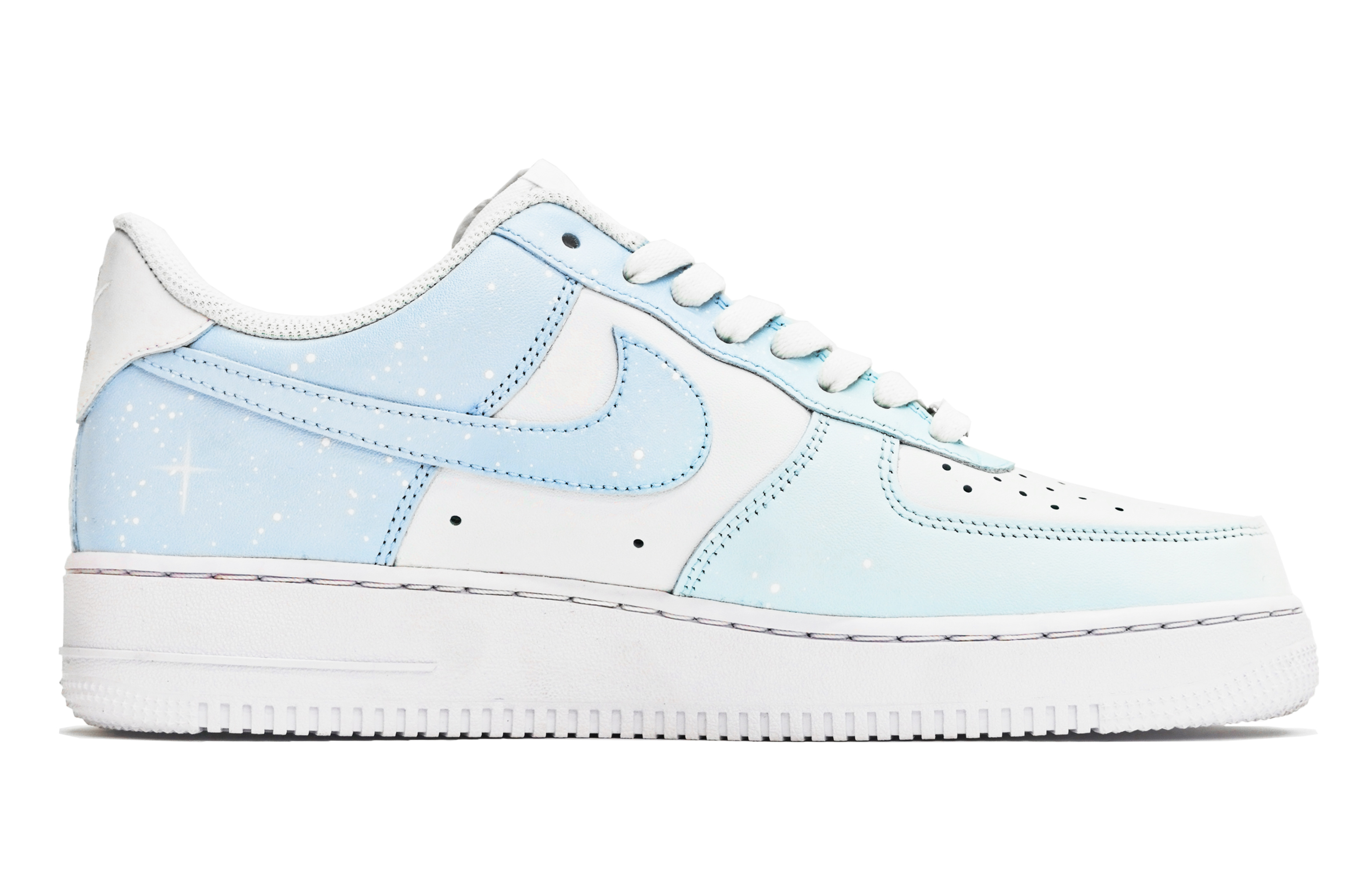 [Custom Shoes] (W) Nike Air Force 1 Low 'Snowflake Macaron Gradient Splatter Blue-White' 圖 2