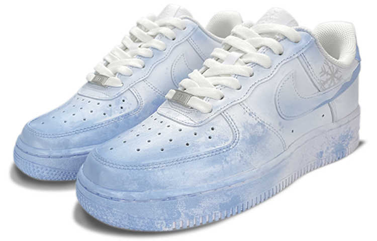 Lookbook (W) [Sepatu Kustom] Nike Air Force 1 Low 'Gradasi Salju - Biru Keren' 315115-112(TeamTwo-女款喷绘手绘冬日雪花)