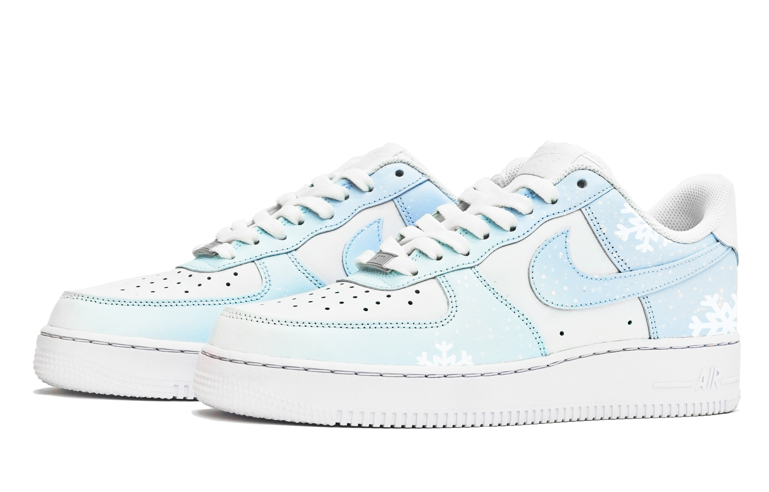 [Custom Shoes] (W) Nike Air Force 1 Low 'Snowflake Macaron Gradient Splatter Blue-White' 圖 3