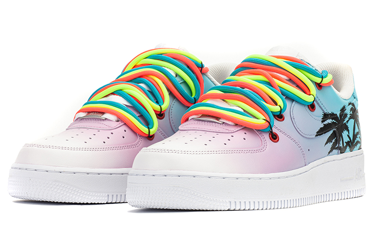Lookbook (W) 【定制鞋】耐克 Air Force 1 Low "南海滩彩虹鞋带棕榈棉花糖渐变" 315115-112(TeamA-AF1女款OW椰子棉花糖)