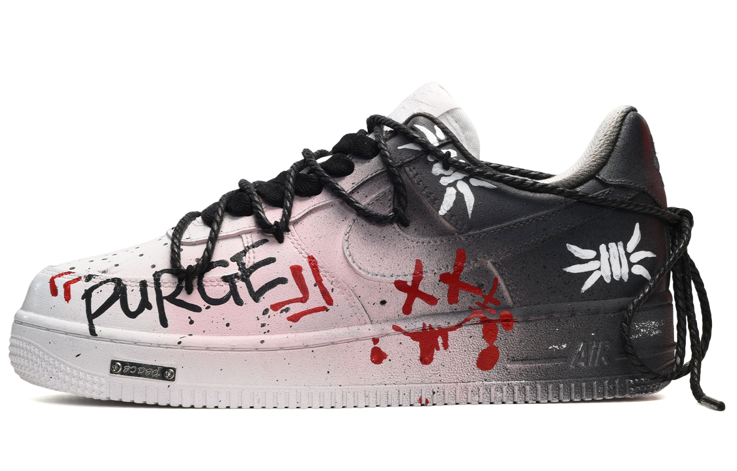 Buy (W) [Kasut Custom] Nike Air Force 1 Low 'Splattered Graffiti Hitam Putih Merah' DD8959-100(TeamE-女款喷溅涂鸦黑白红)