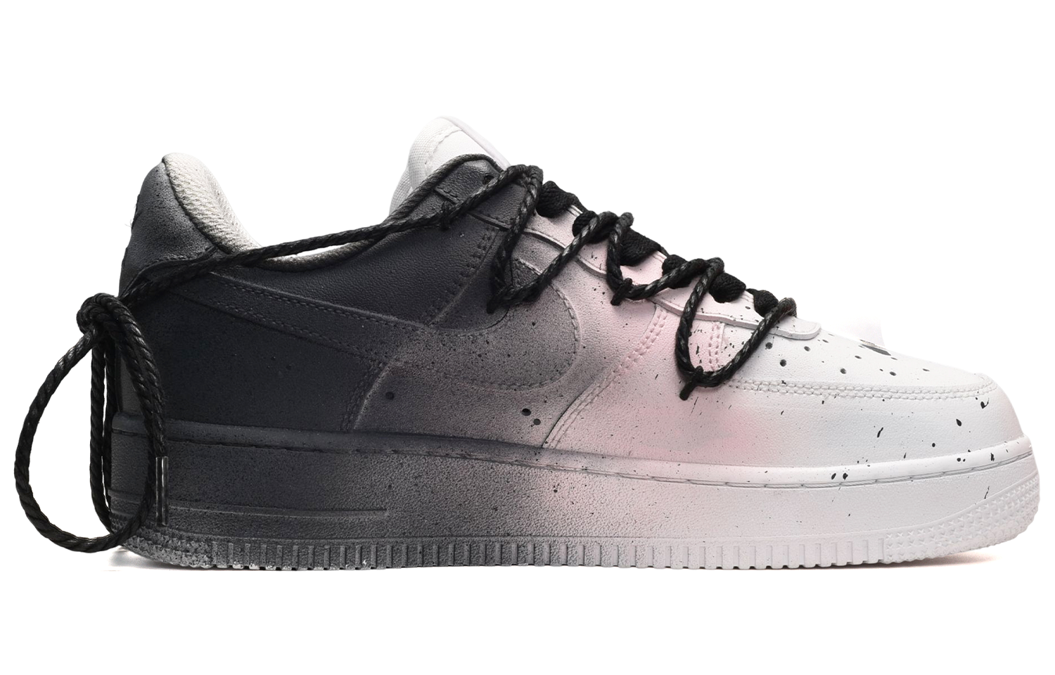 Order (W) [Kasut Custom] Nike Air Force 1 Low 'Splattered Graffiti Hitam Putih Merah' DD8959-100(TeamE-女款喷溅涂鸦黑白红)