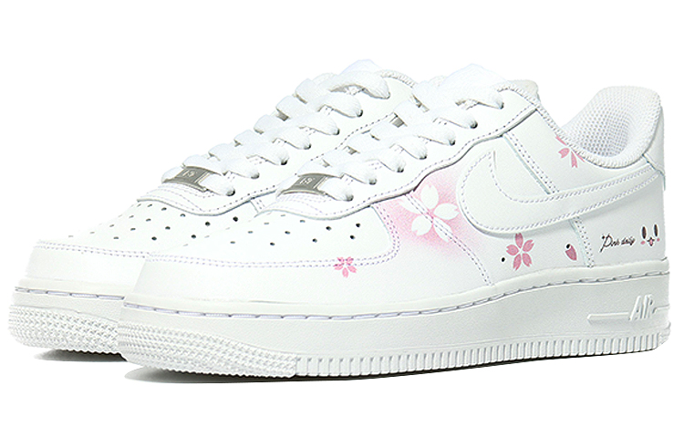 Lookbook 【訂製球鞋】Nike Air Force 1 Low 春季小花 粉色日常 復古 耐磨防滑 低筒 板鞋 女款 白粉