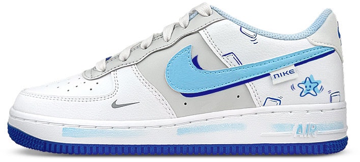 custom-shoes-women-nike-air-force-1-low-starfish-graffiti-white-blue
