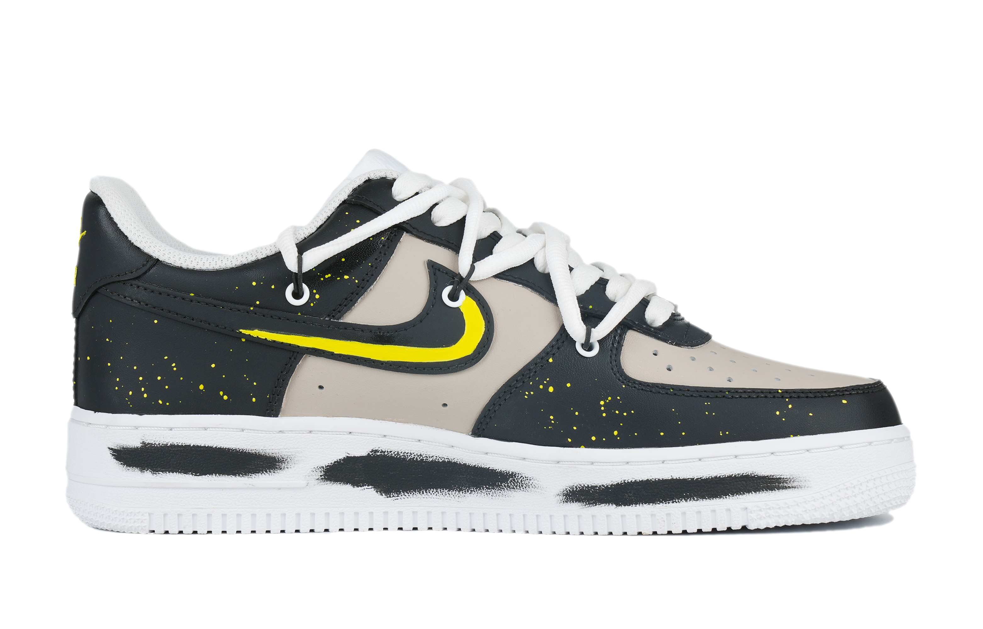 Order 【定製球鞋】Nike Air Force 1 Low 空軍一號 繁星 復古經典 低幫 板鞋 女款 黑黃