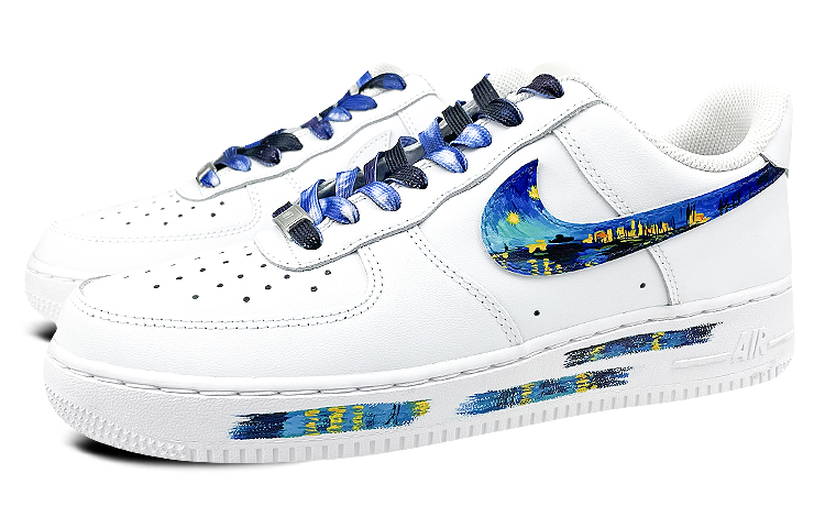 Lookbook (W) [Kasut Custom] Nike Air Force 1 Rendah 'Starry Night Over the Rhone - Van Gogh' DH2920-111(Team叁-女款星夜蓝紫)