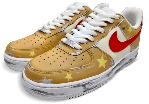【客製化球鞋】Nike Air Force 1 Low 空軍一號 恒星酒精刮刮樂 紅黃做舊 低筒 板鞋 女款 紅黃 Lookbook 【客製化球鞋】Nike Air Force 1 Low 空軍一號 恒星酒精刮刮樂 紅黃做舊 低筒 板鞋 女款 紅黃