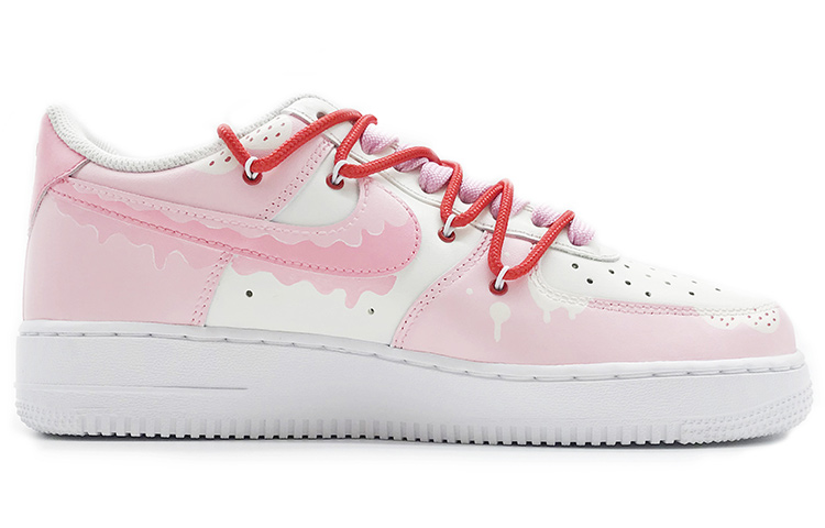 Order (W) [Sepatu Kustom] Nike Air Force 1 Low 'Strawberry Hand-Painted' DD8959-100(TeamD-女款草莓手绘彩绘粉白)