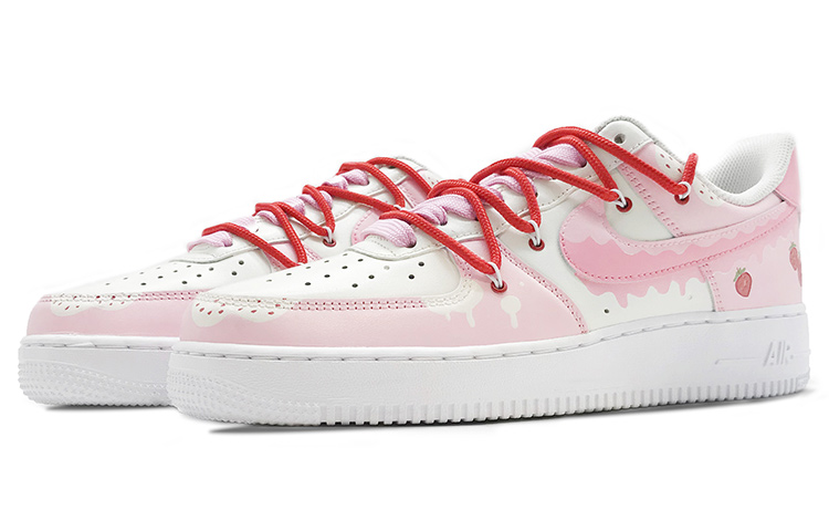 Lookbook (W) [Sepatu Kustom] Nike Air Force 1 Low 'Strawberry Hand-Painted' DD8959-100(TeamD-女款草莓手绘彩绘粉白)